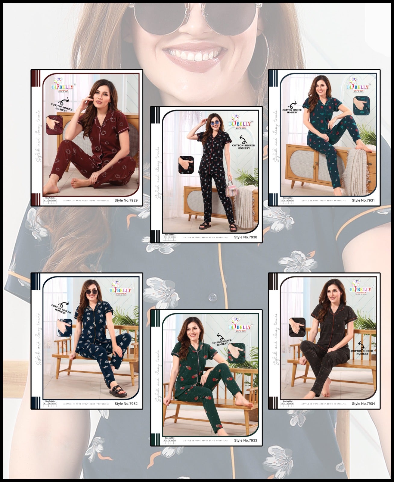 527 Belly Hosiery Cotton Collar Night Suits