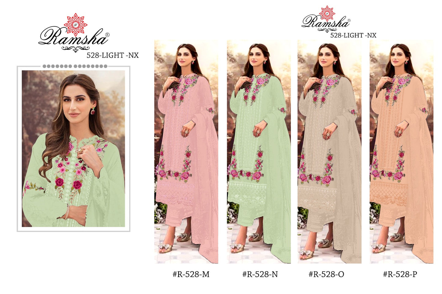 528-Dusty Ramsha Georgette Pakistani Salwar Suits