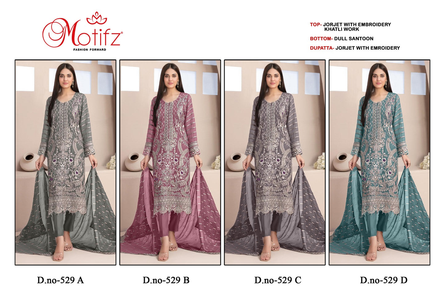 529 Motifz Georgette Pakistani Salwar Suits