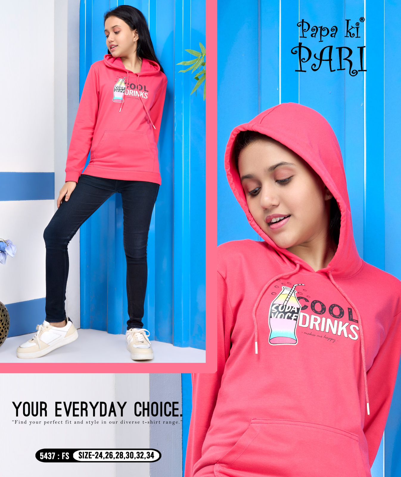 5437 Papa Ki Pari Looper Girls Tshirt