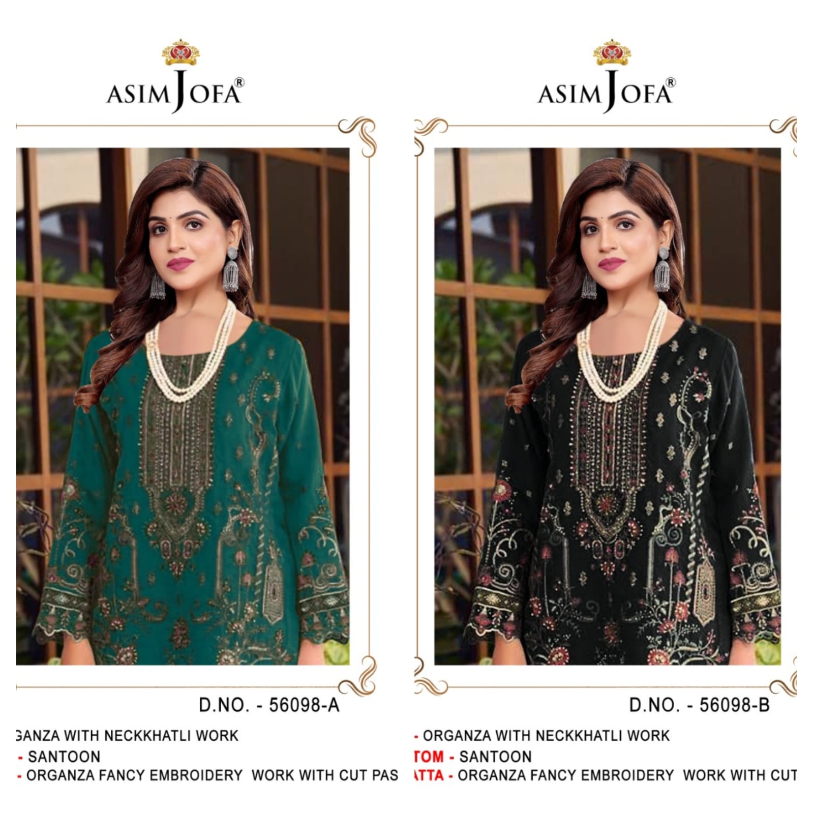 56098-Ab Asim Jofa Organza Pakistani Salwar Suits