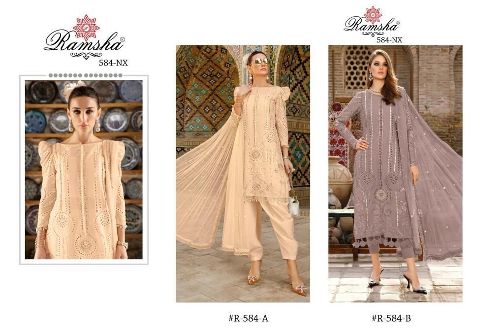 584 Ramsha Cambric Cotton Pakistani Salwar Suits