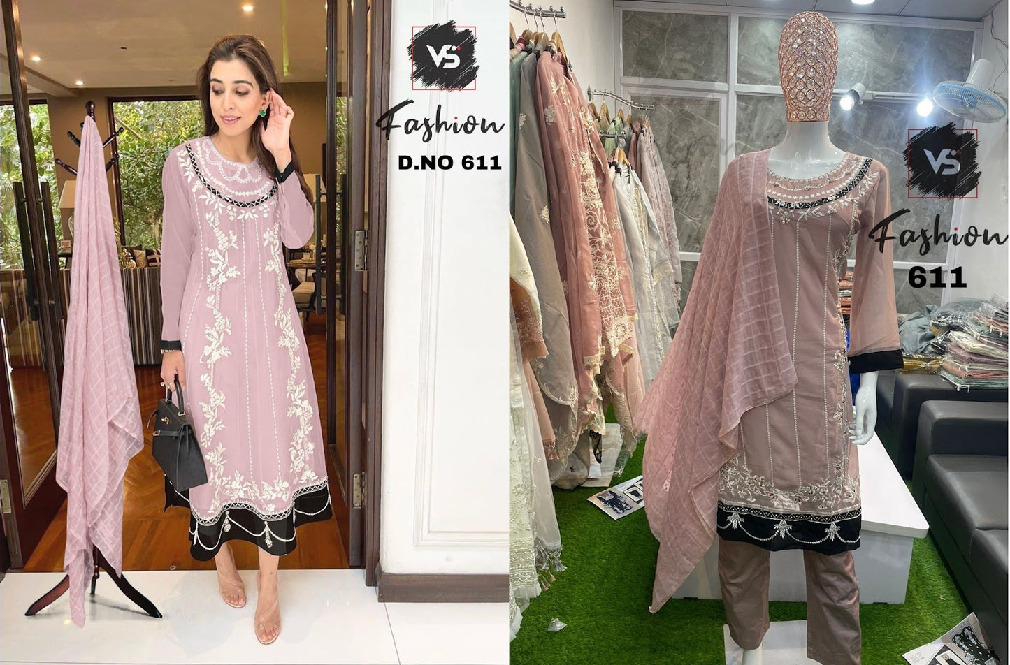 611 Vs Fashion Georgette Pakistani Readymade Suits