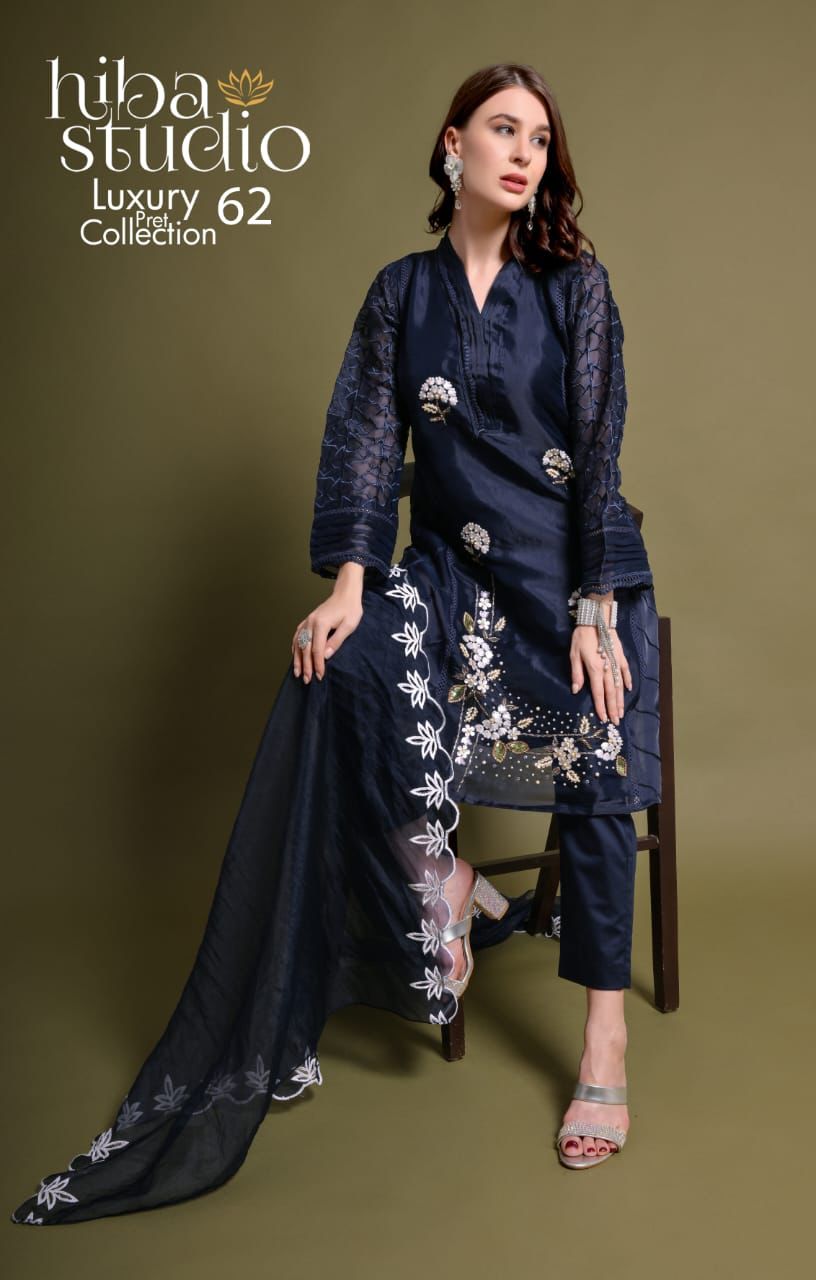 62-Colours Hiba Studio Organza Pakistani Readymade Suits