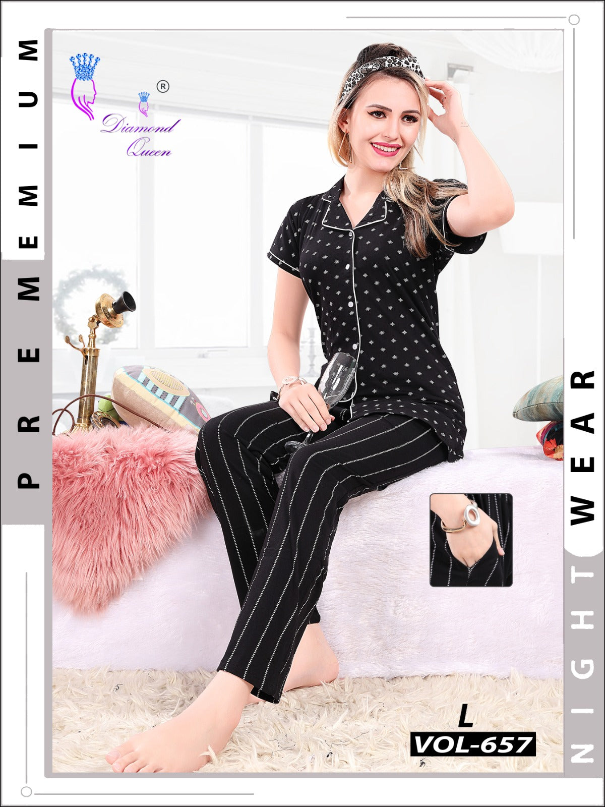 657 Diamond Queen Sinker Collar Night Suits