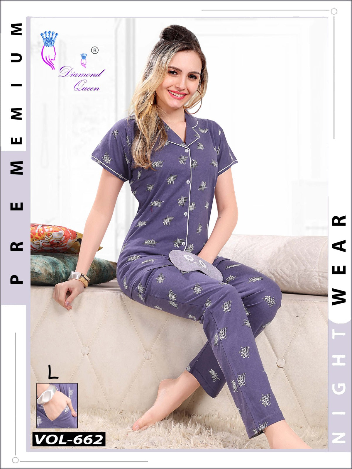 662 Diamond Queen Sinker Collar Night Suits