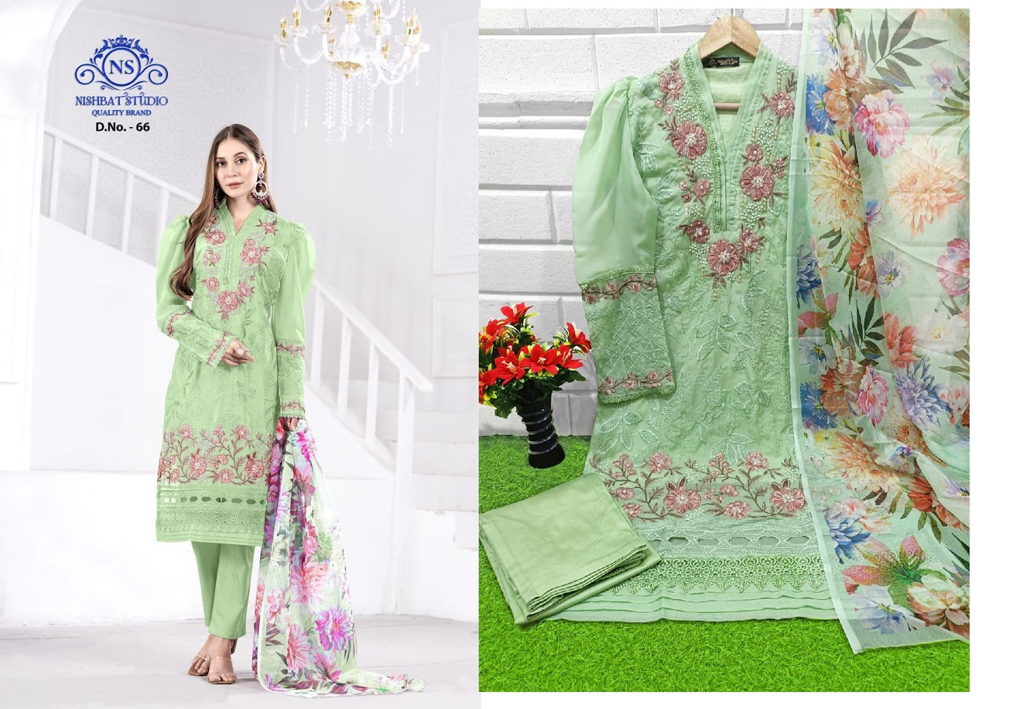 66 Nishbat Studio Organza Pakistani Readymade Suits