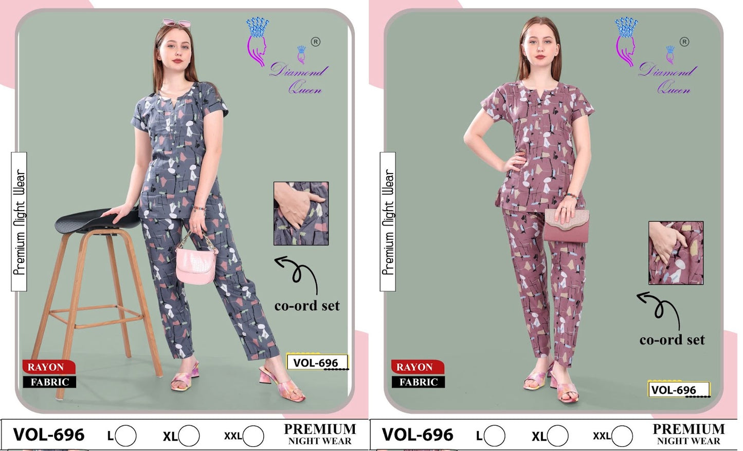 696 Diamond Queen Rayon Co Ord Set