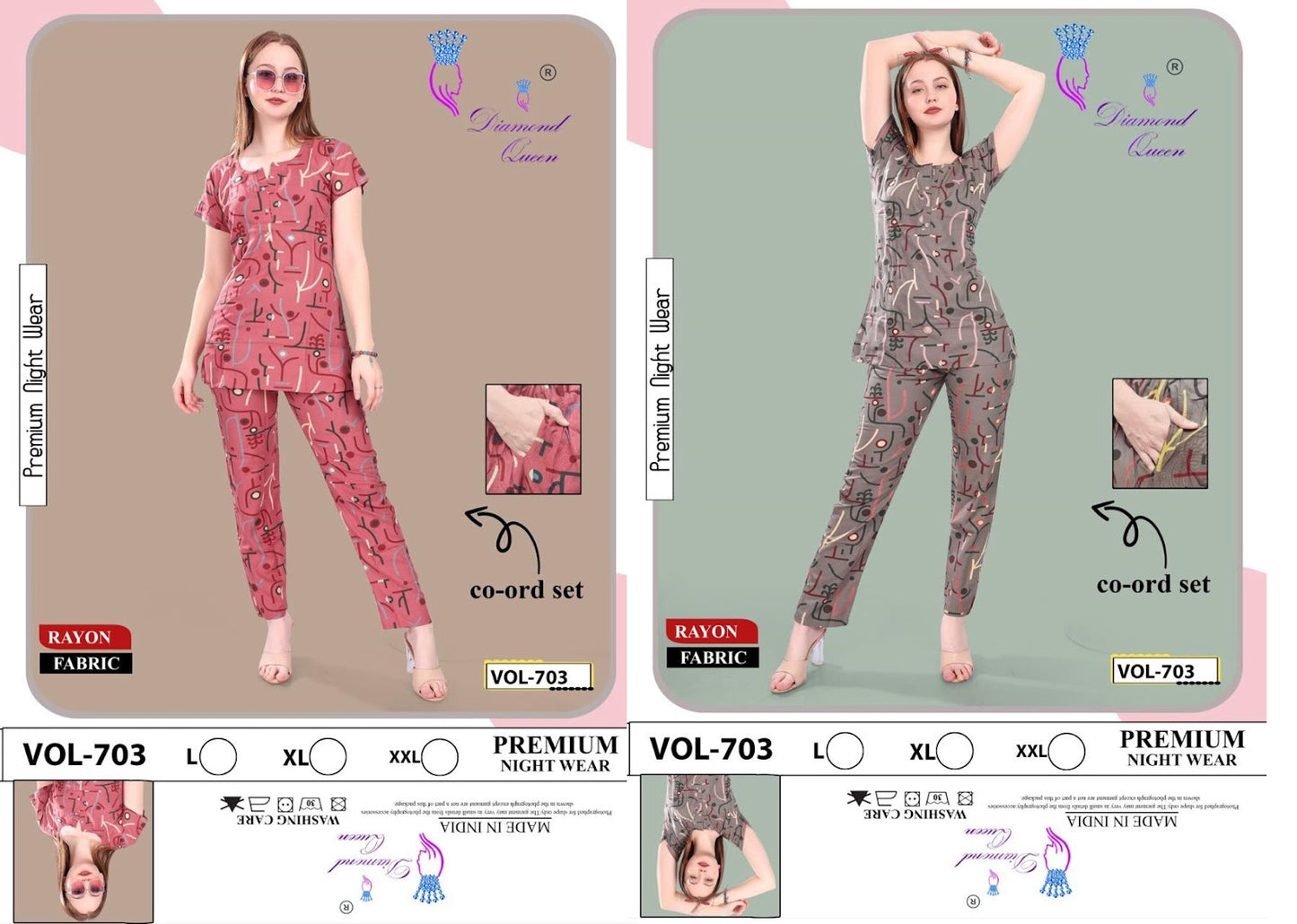 703 Diamond Queen Rayon Co Ord Set