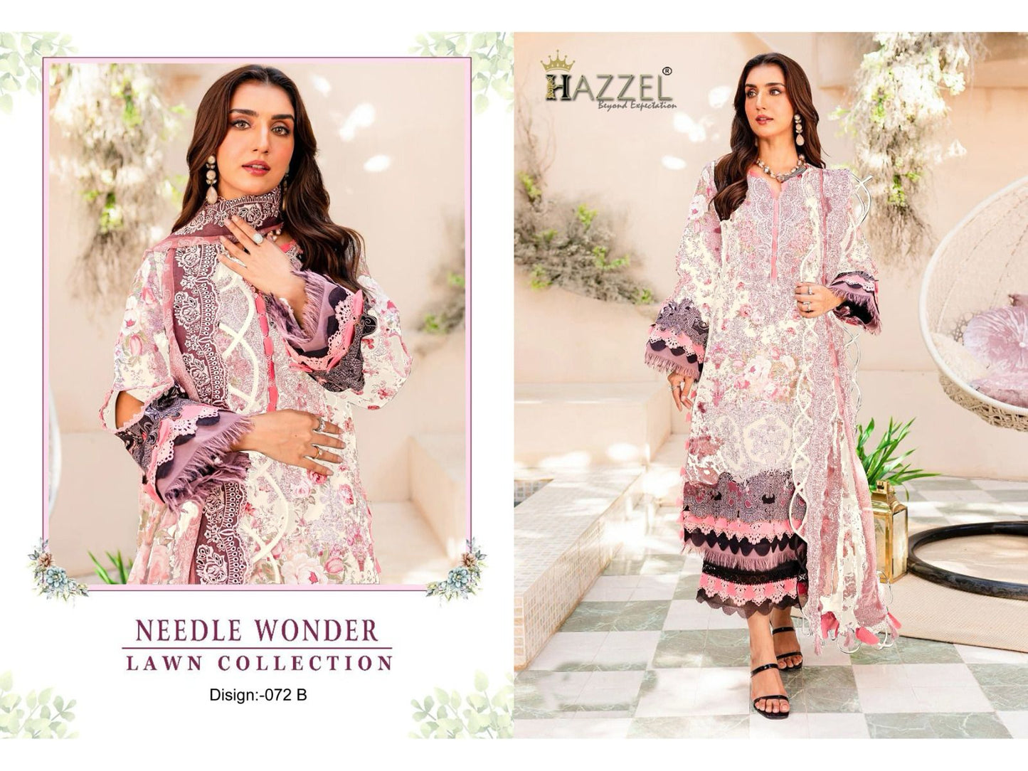 72-Needle Wonder Hazzel Cotton Pakistani Patch Work Suits