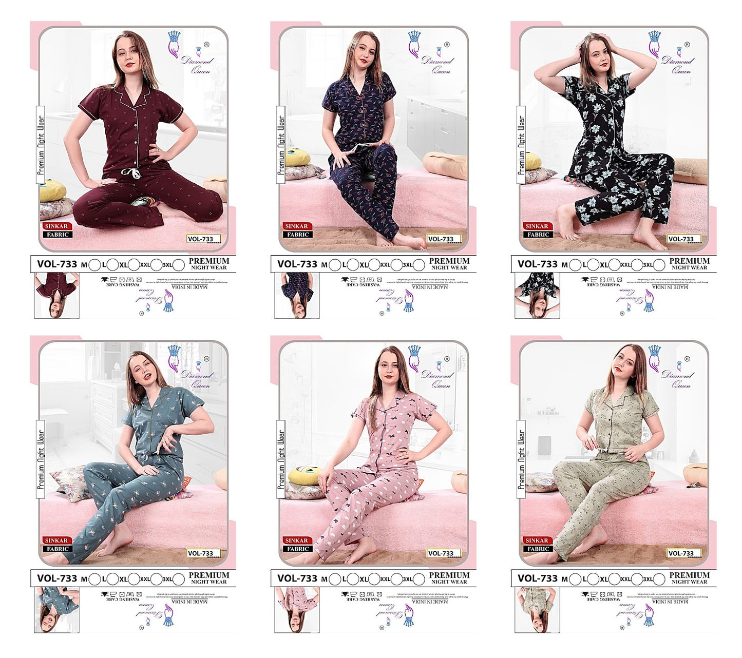 733 Diamond Queen Sinker Collar Night Suits