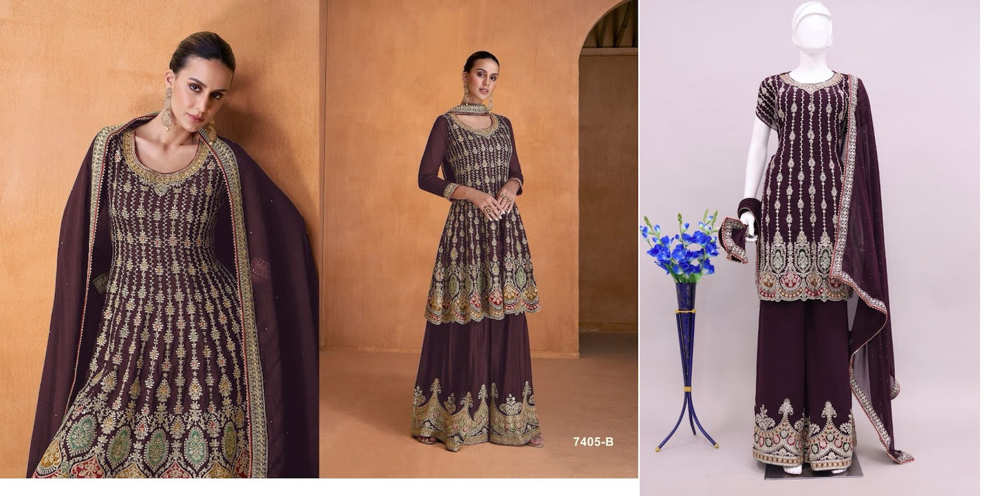 7405 Aashirwad Creation Georgette Plazzo Style Suits