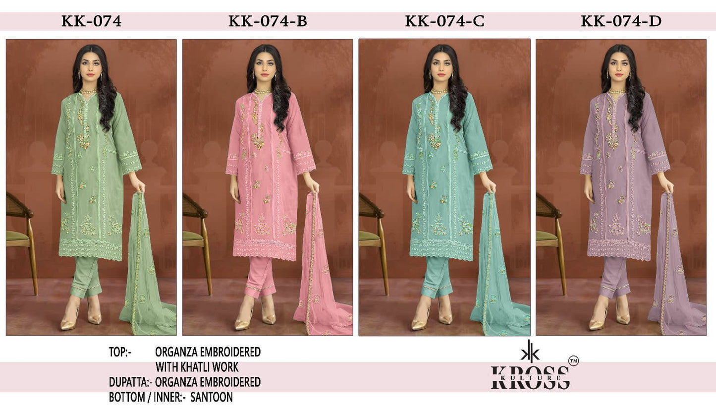 74 Kross Kulture Organza Pakistani Salwar Suits