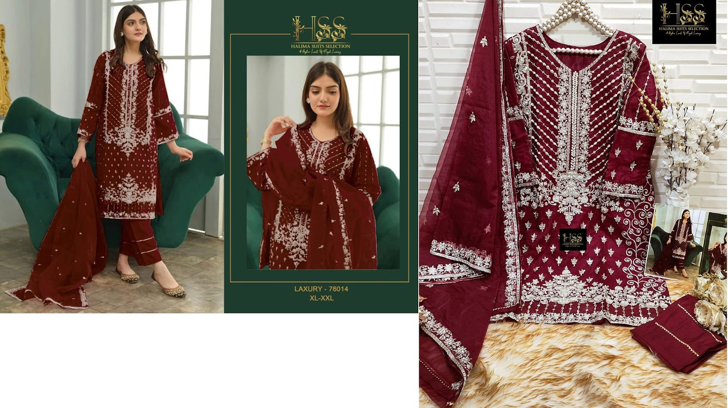 76014-76017 Hss Creation Organza Pakistani Readymade Suits