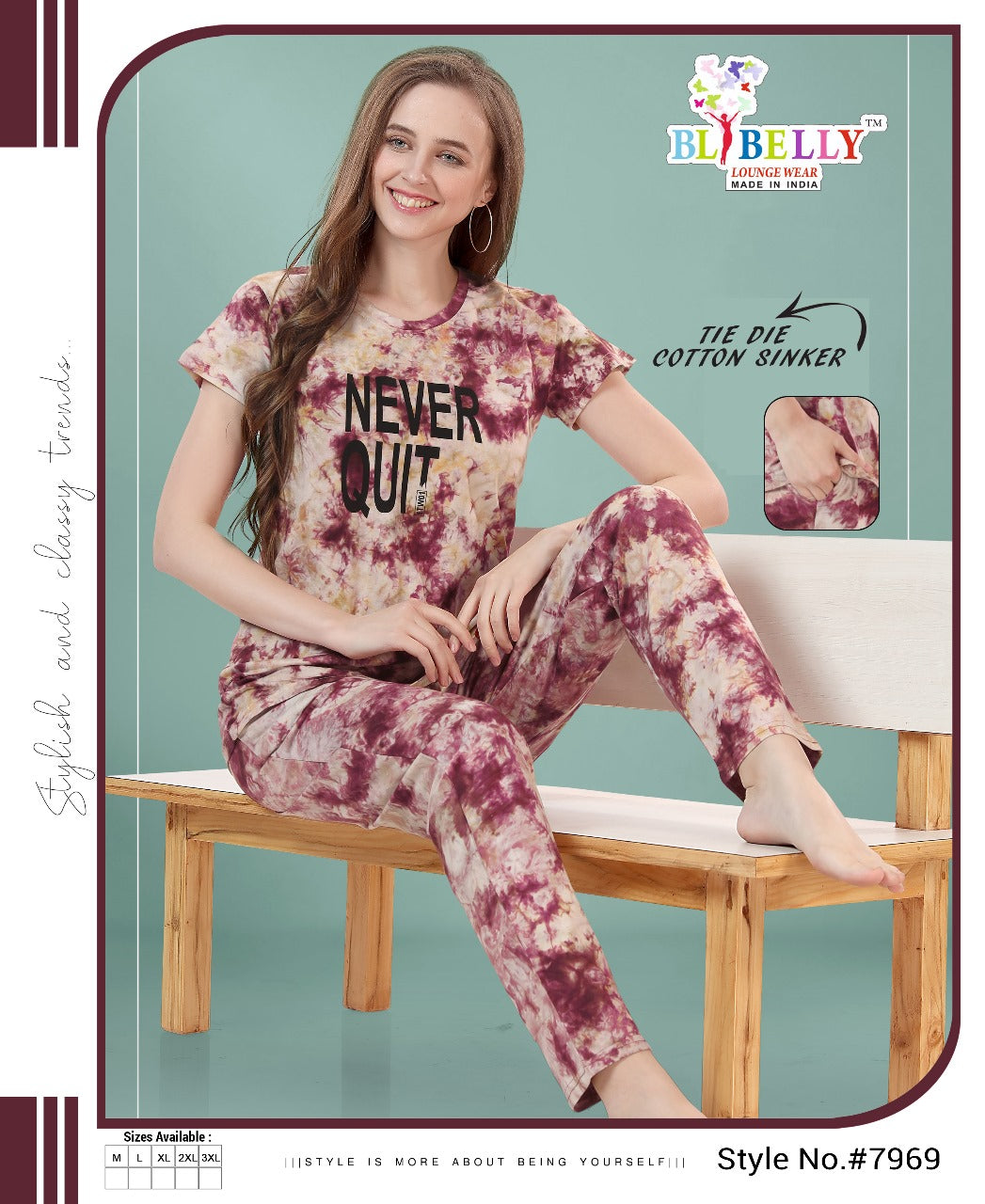 7971812 Belly Tie Dye Pyjama Night Suits