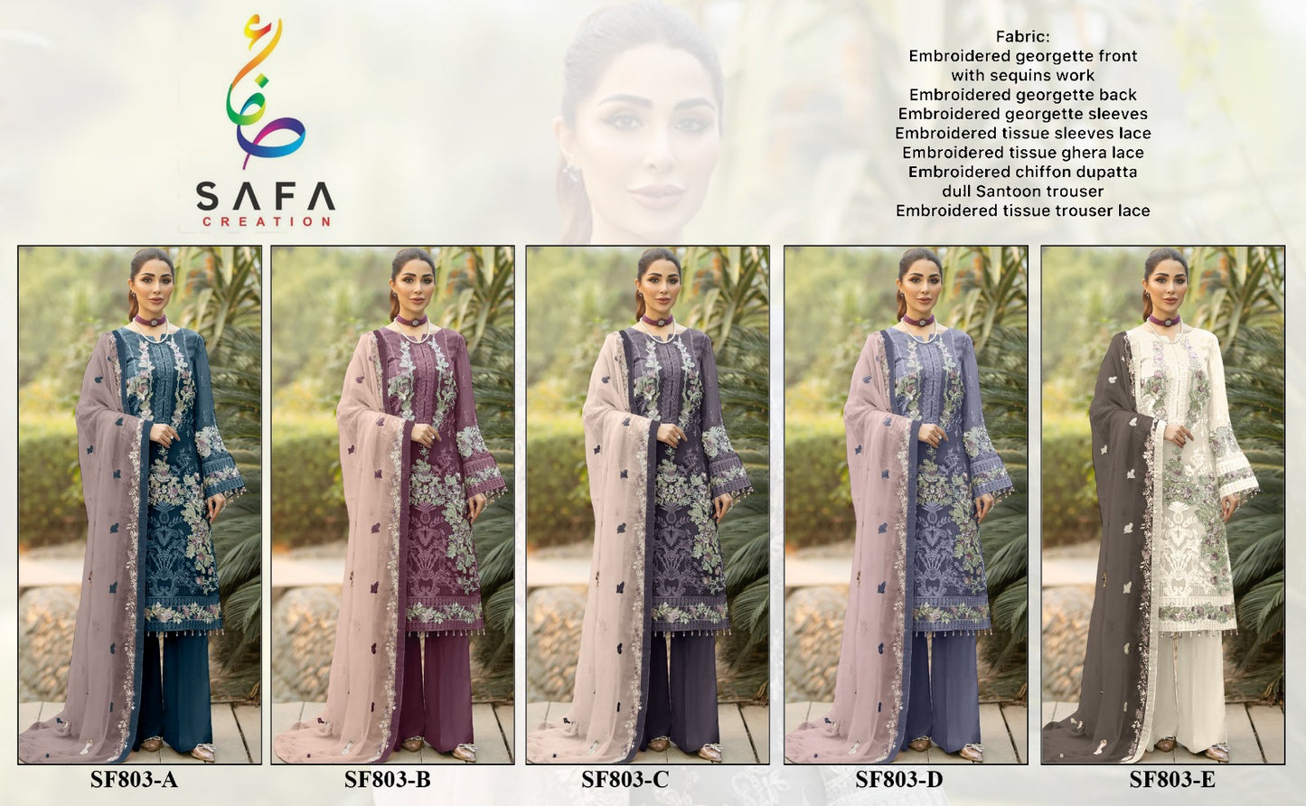 803 Safa Creation Georgette Pakistani Salwar Suits