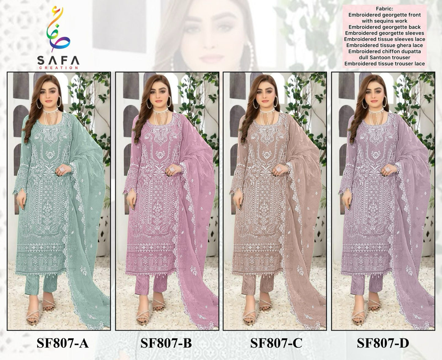 807 Safa Creation Georgette Pakistani Salwar Suits