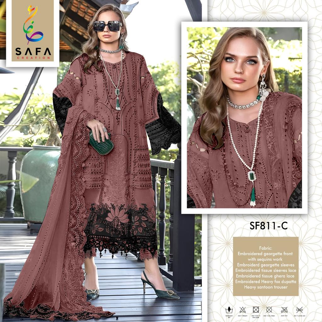 811 Safa Creation Georgette Pakistani Salwar Suits
