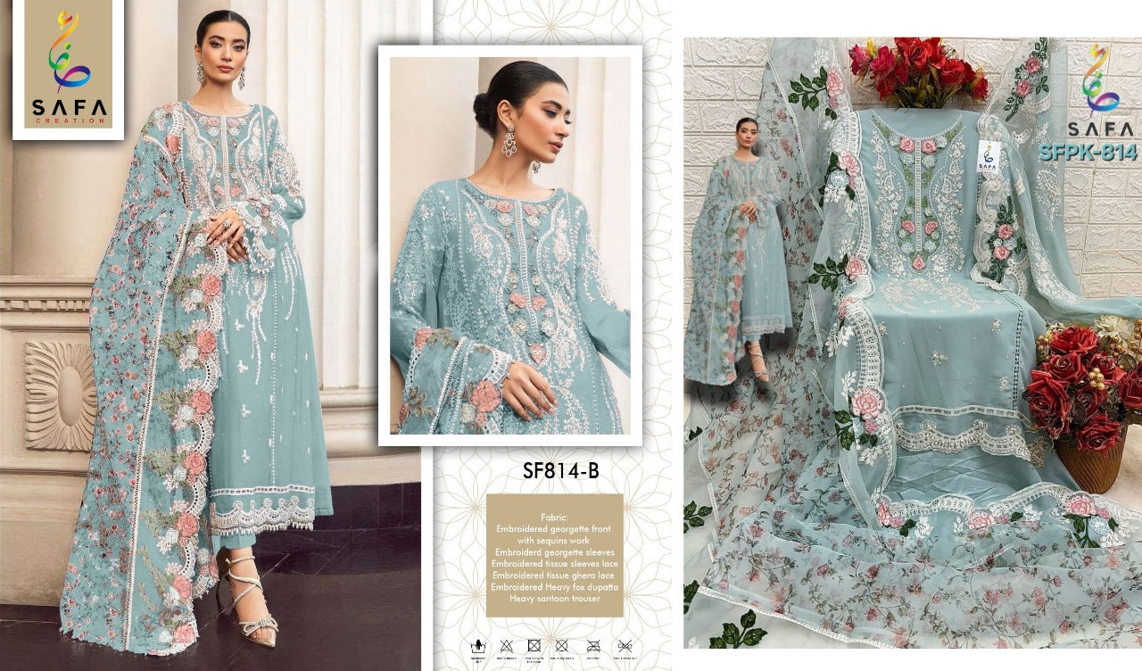 814 Safa Creation Georgette Pakistani Salwar Suits