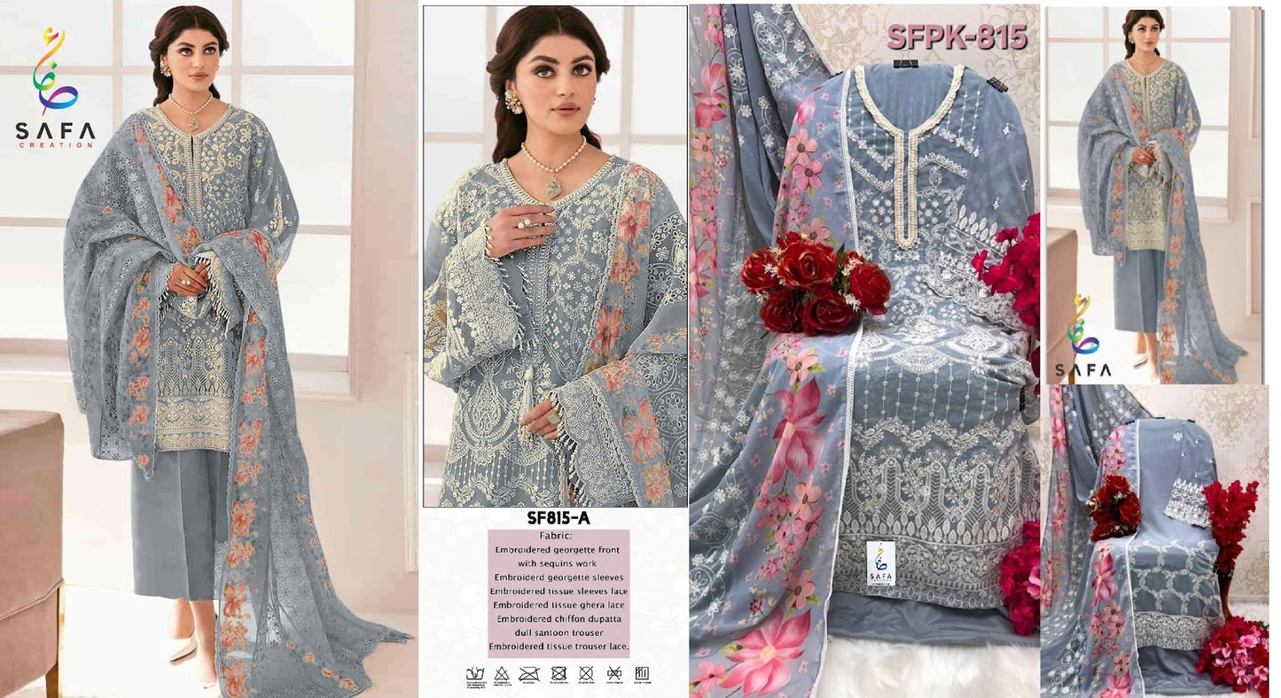 815 Safa Creation Georgette Pakistani Salwar Suits