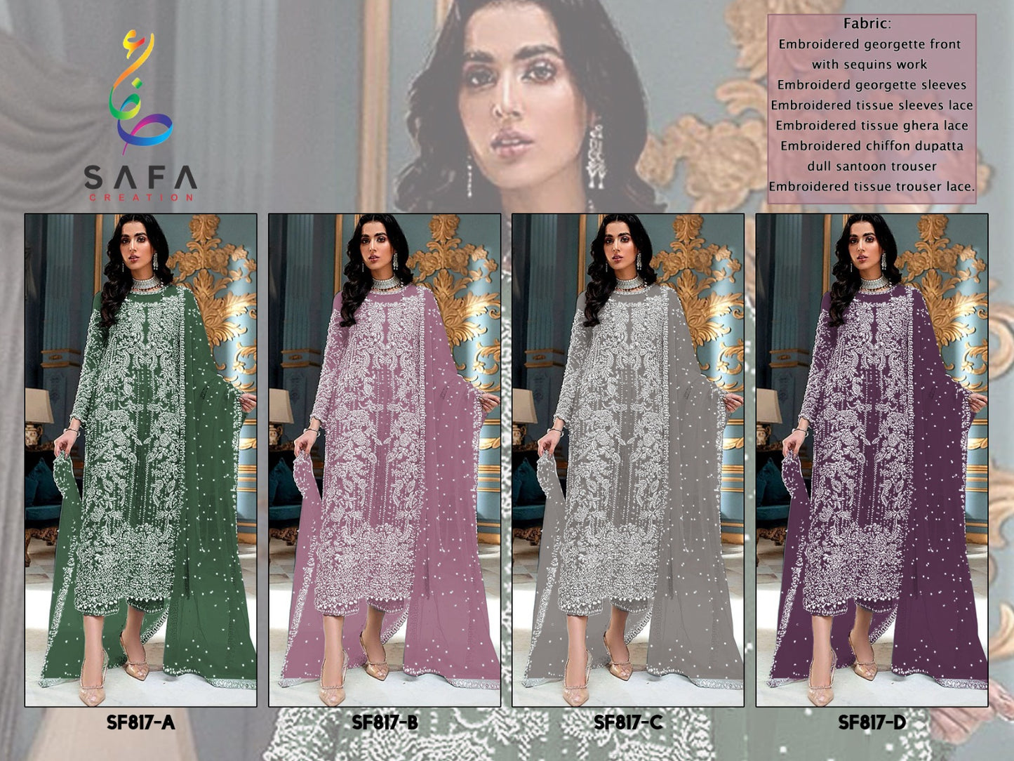 817 Safa Creation Georgette Pakistani Salwar Suits