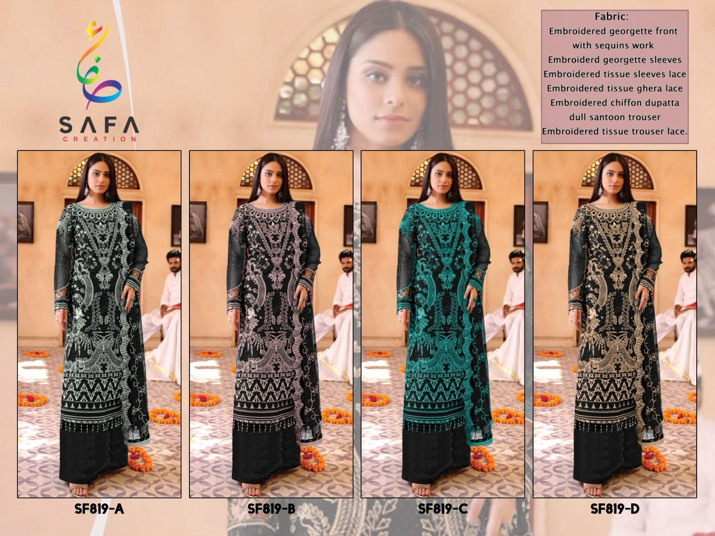 819 Safa Creation Georgette Pakistani Salwar Suits