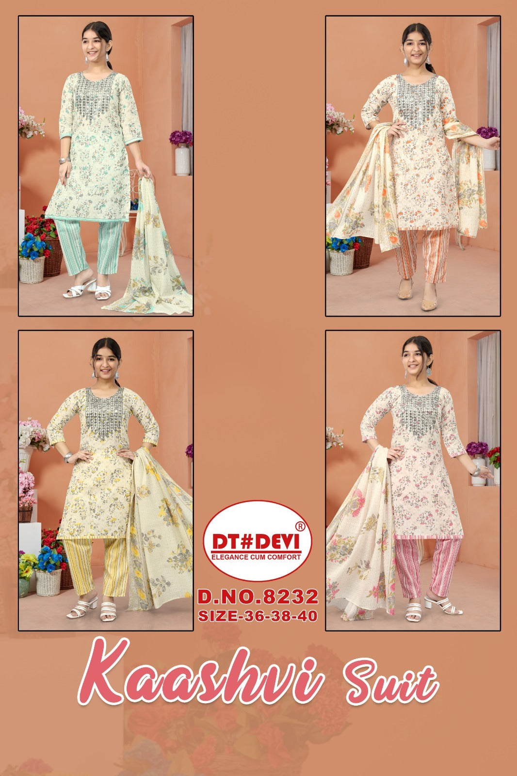 8232-Kaashvi Dt Devi Cotton Readymade Pant Style Suits