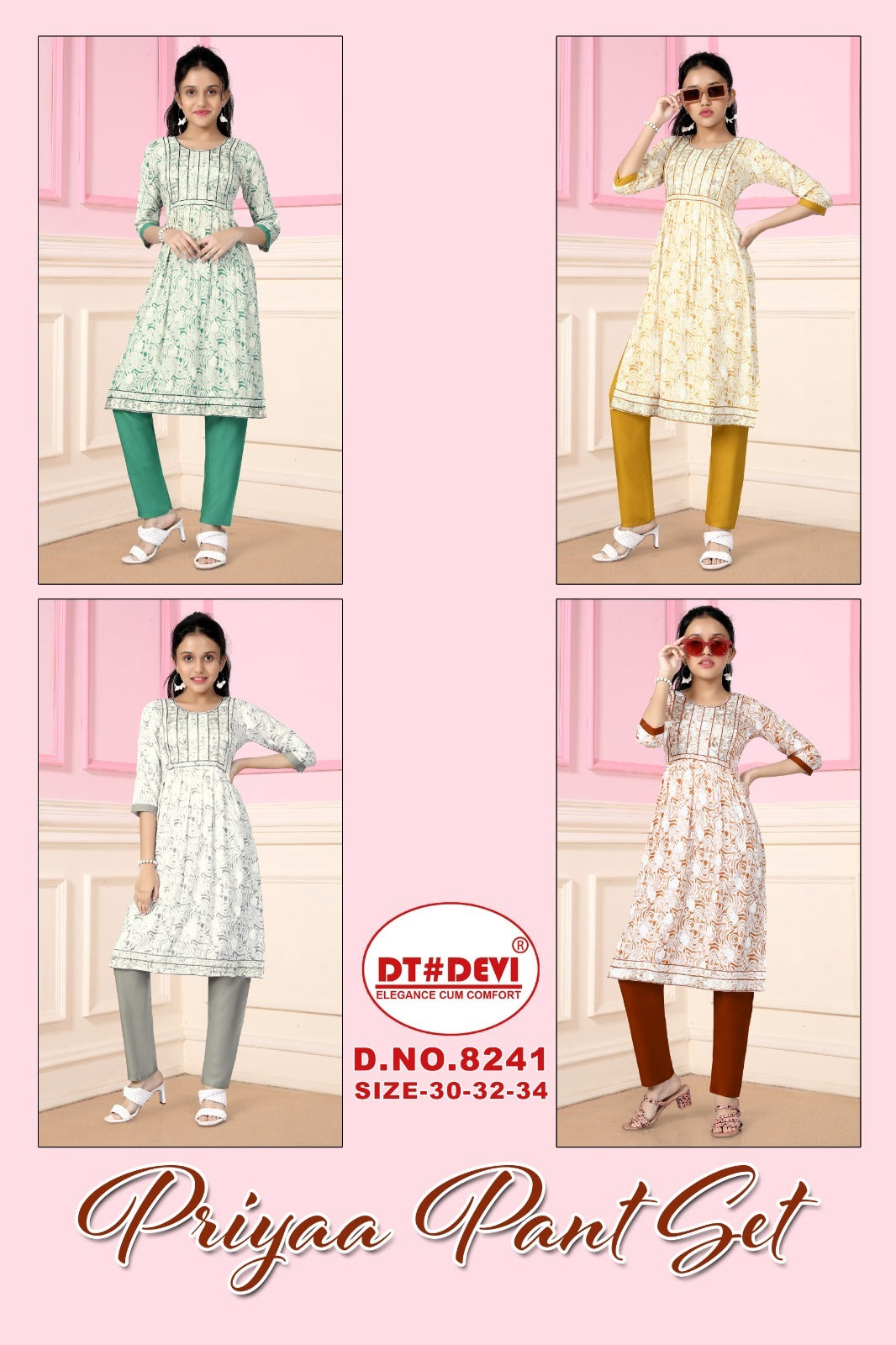 8241-Priyaa Dt Devi Rayon Girls Pant Set