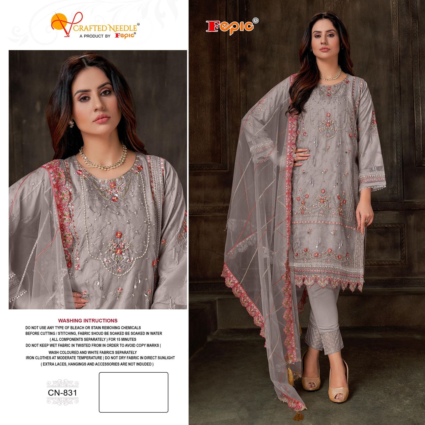 831 Crafted Needle Organza Pakistani Readymade Suits