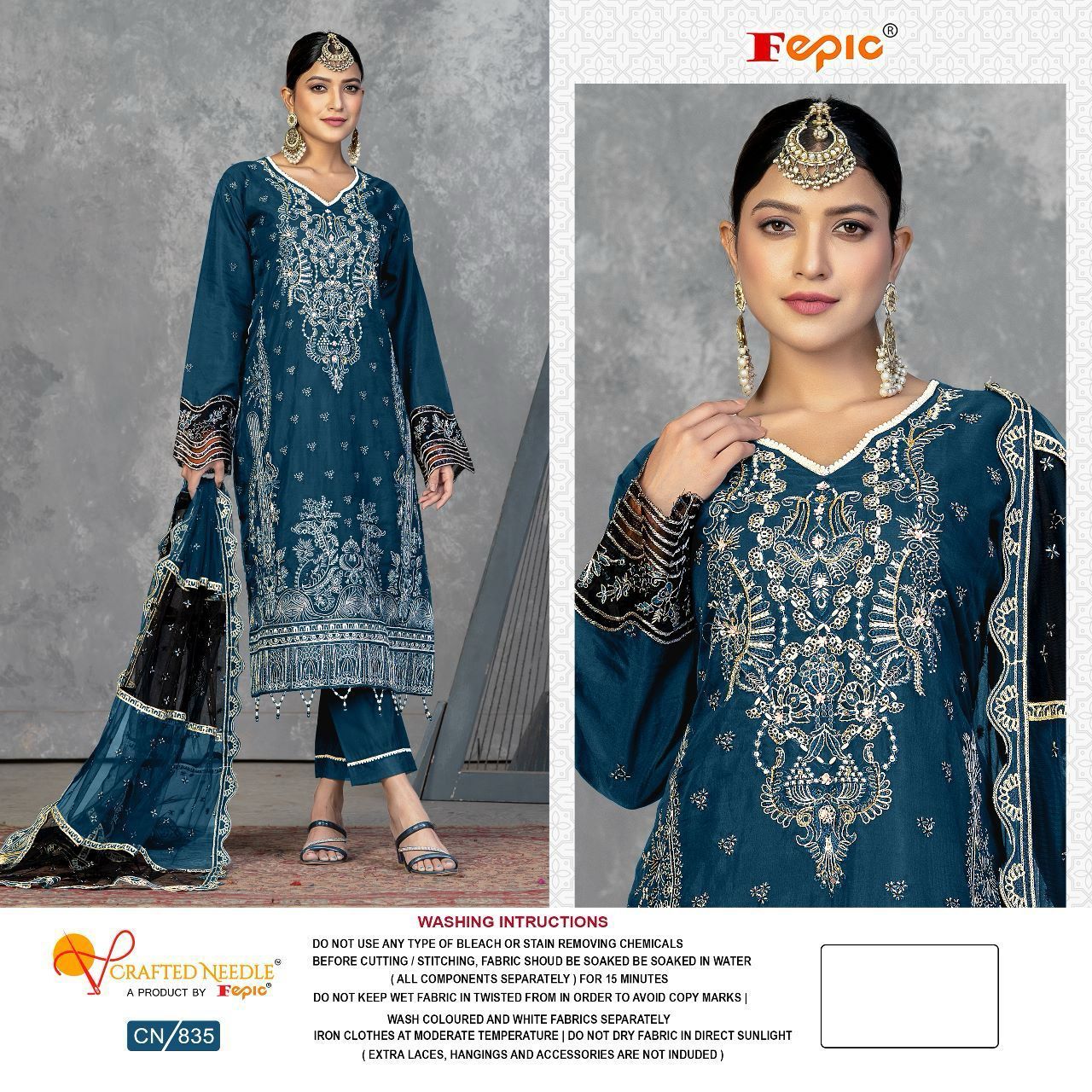835-Fepic Crafted Needle Organza Pakistani Readymade Suits