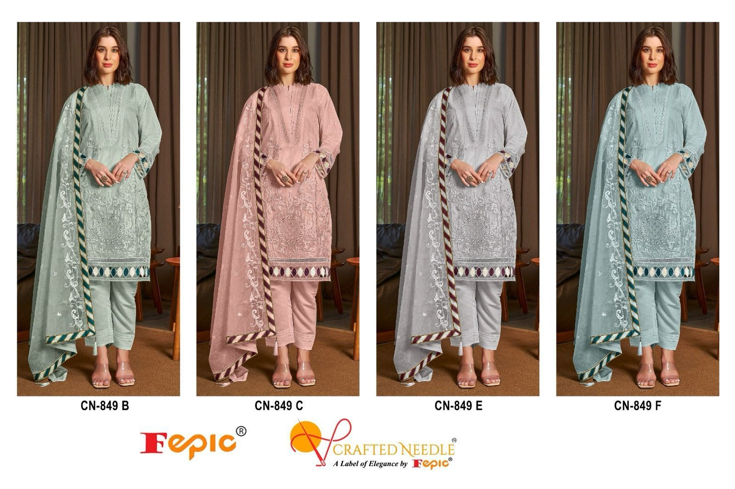 849 Crafted Needle Organza Pakistani Readymade Suits