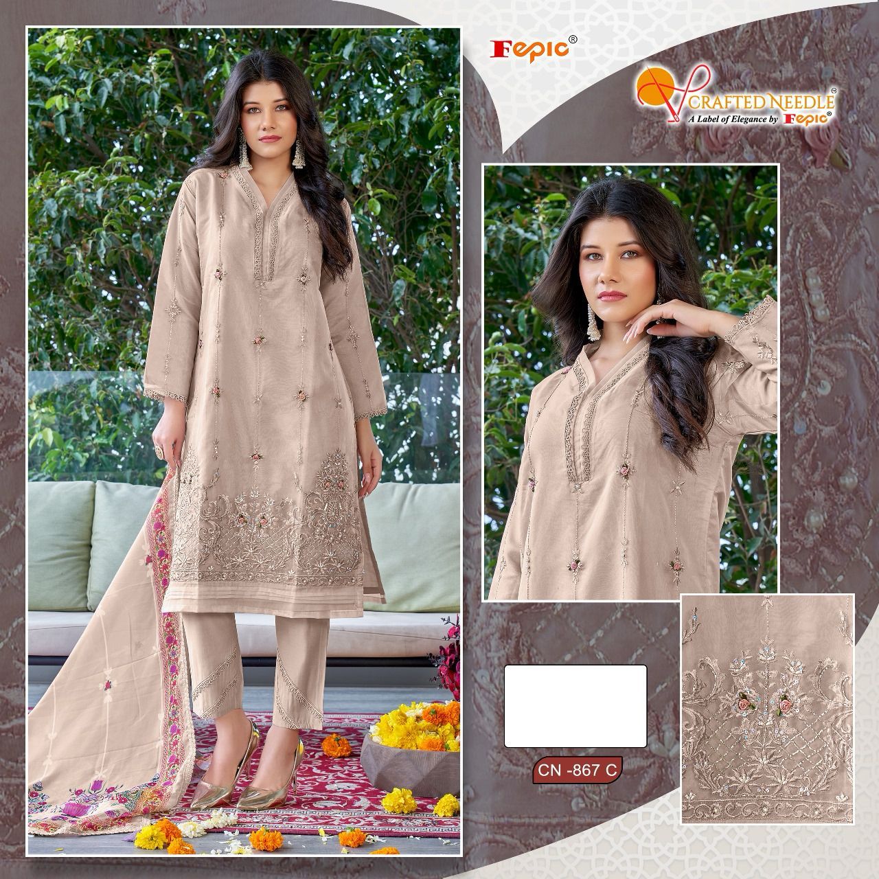 867 Crafted Needle Organza Pakistani Readymade Suits