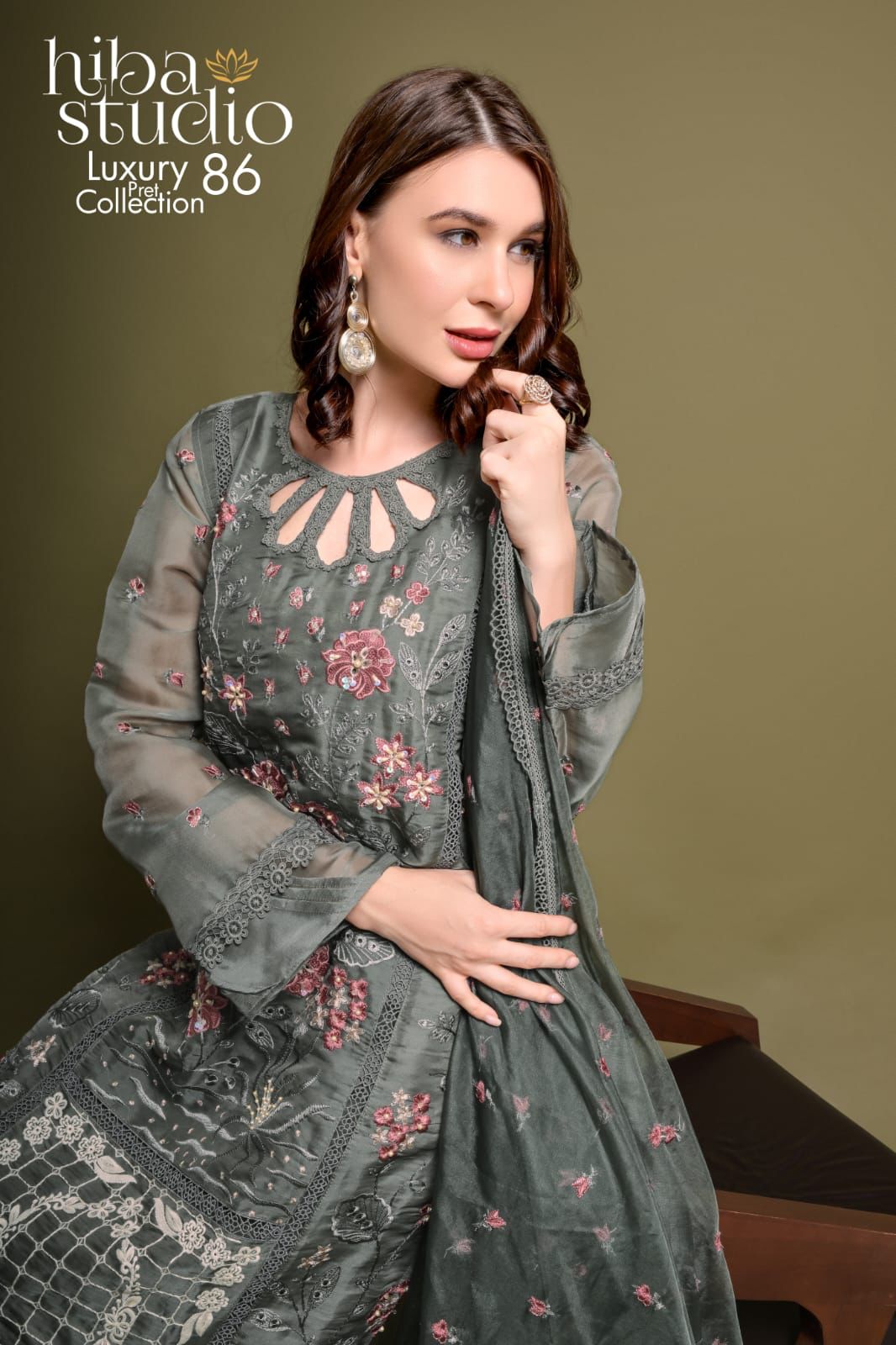 86 Hiba Studio Organza Silk Pakistani Readymade Suits