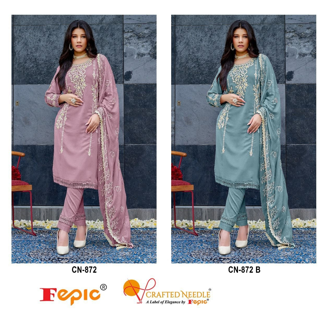 872 Crafted Needle Georgette Pakistani Readymade Suits