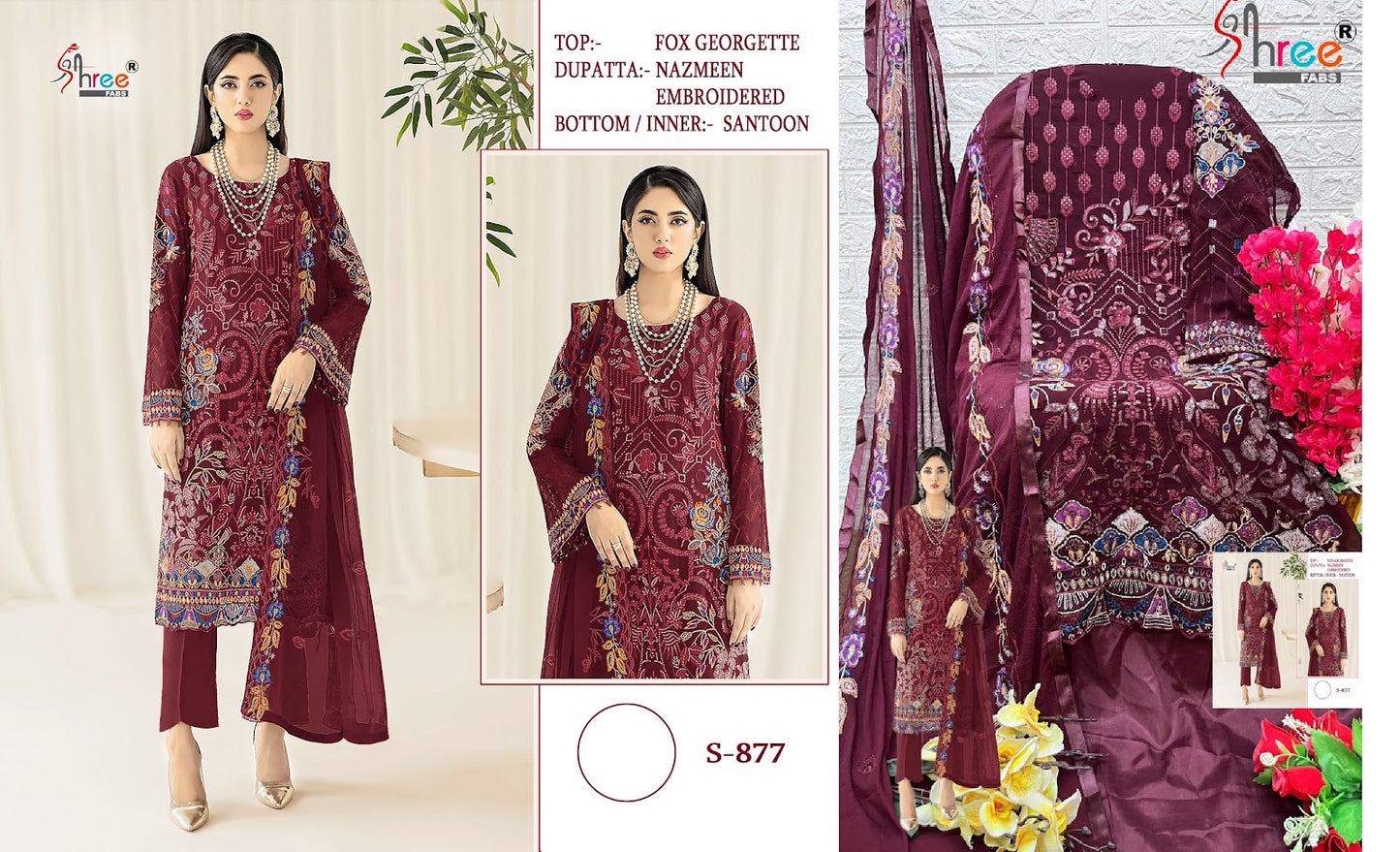 877 Shree Fabs Fox Georgette Pakistani Salwar Suits