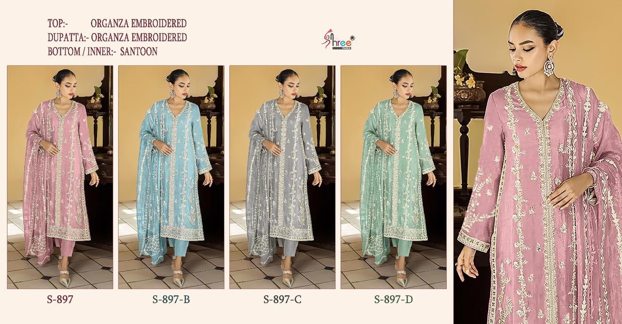 897 Shree Fabs Organza Pakistani Salwar Suits