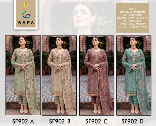 902 Safa Creation Georgette Pakistani Salwar Suits
