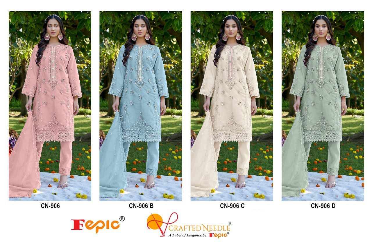 906 Crafted Needle Organza Pakistani Readymade Suits