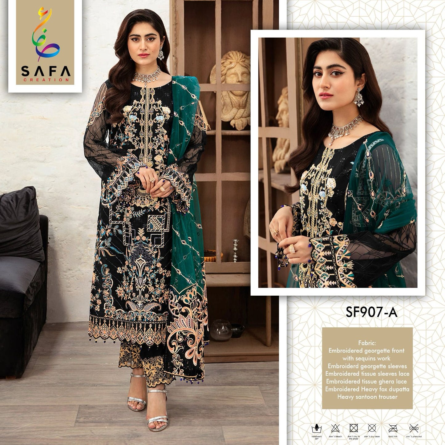 907 Safa Creation Georgette Pakistani Salwar Suits