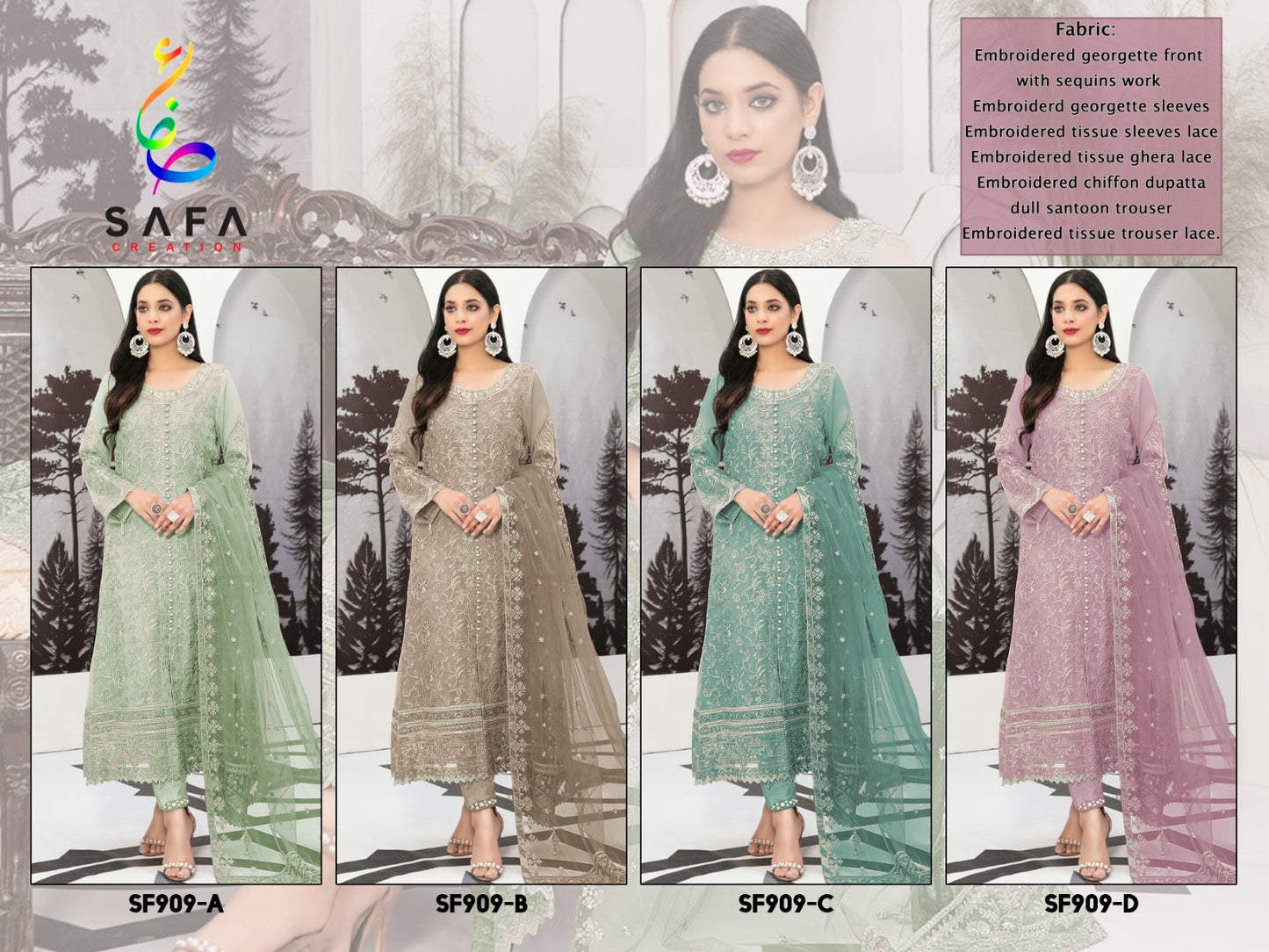 909 Safa Creation Georgette Pakistani Salwar Suits