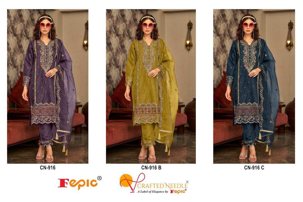 916 Crafted Needle Organza Pakistani Readymade Suits