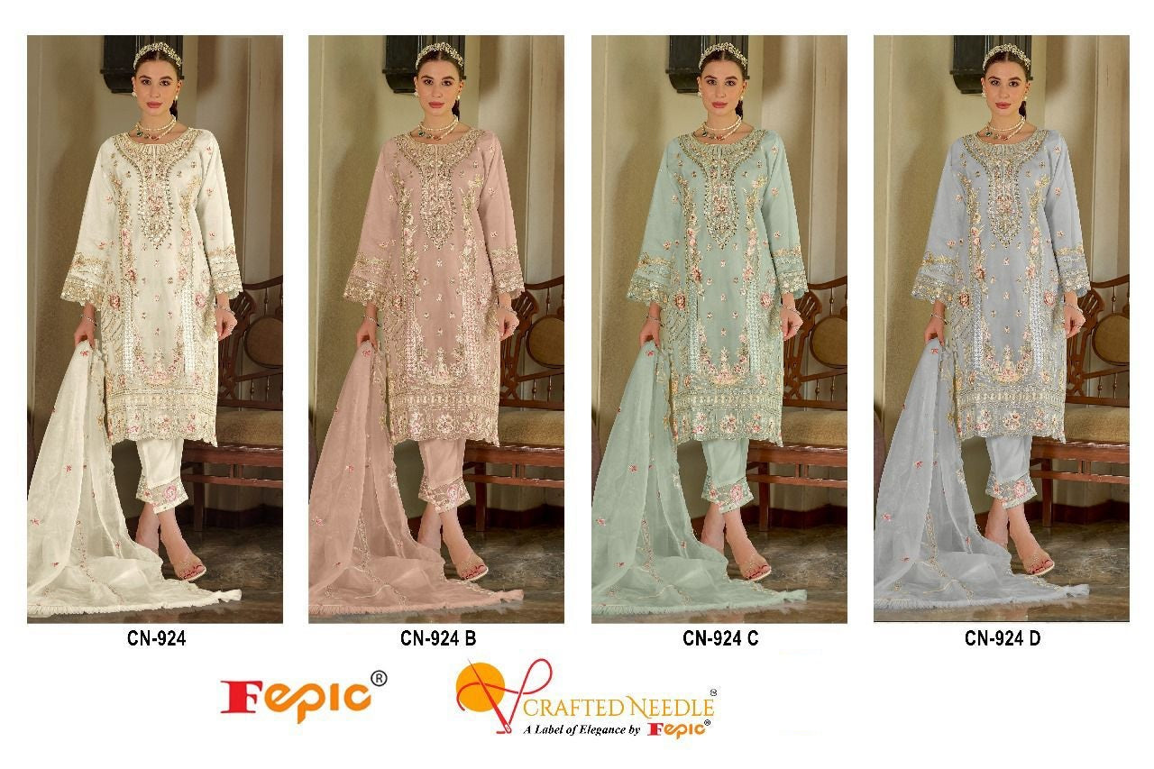 924 Crafted Needle Organza Pakistani Readymade Suits