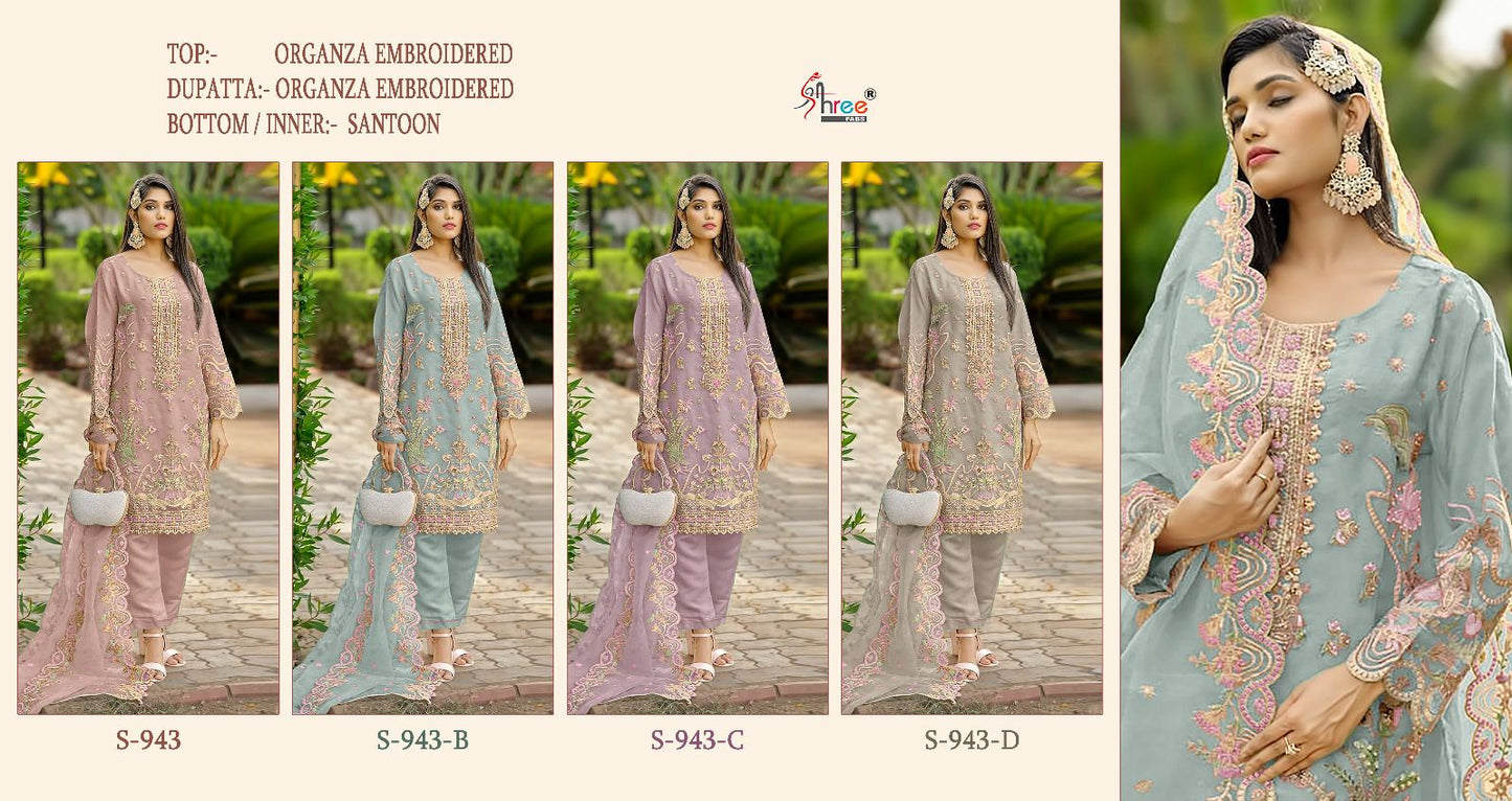 943 Shree Fabs Organza Pakistani Salwar Suits