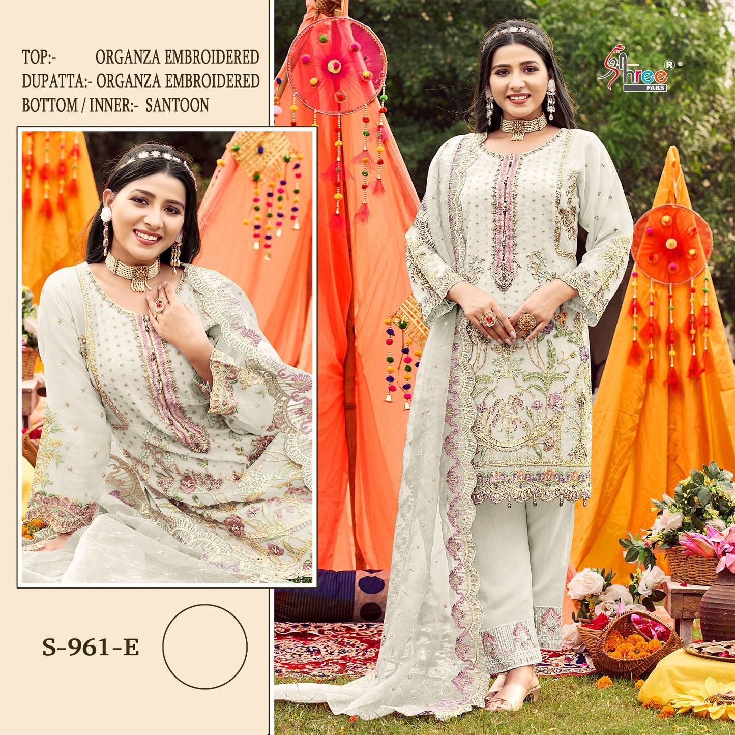 961 Shree Fabs Organza Pakistani Salwar Suits