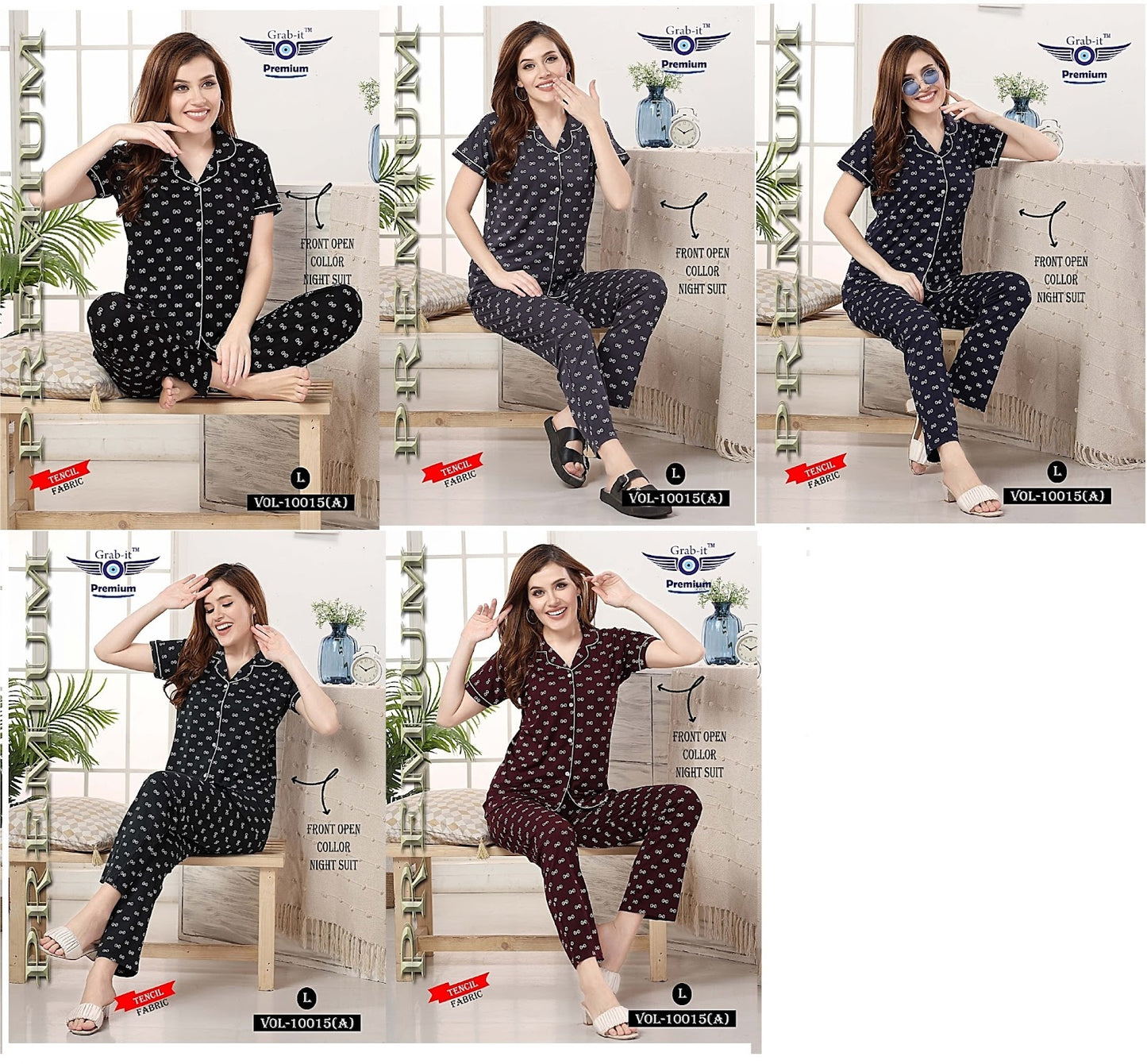 10015-A Grab It Tencil Collar Night Suits