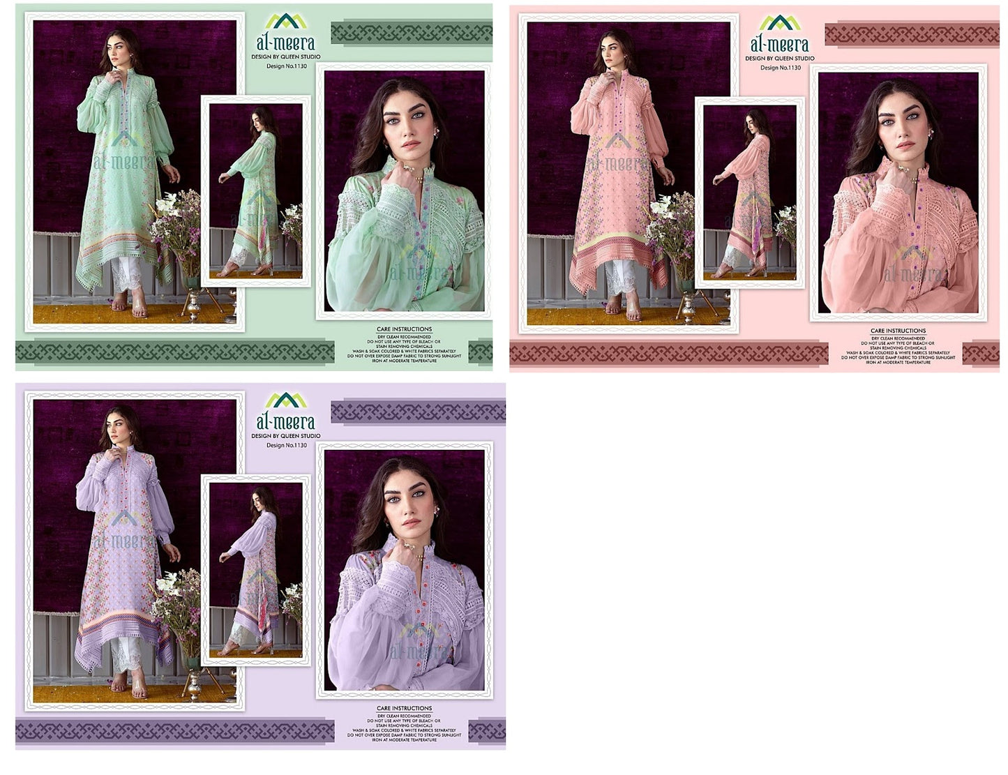 1130 Al Meera Muslin Top Bottom Set