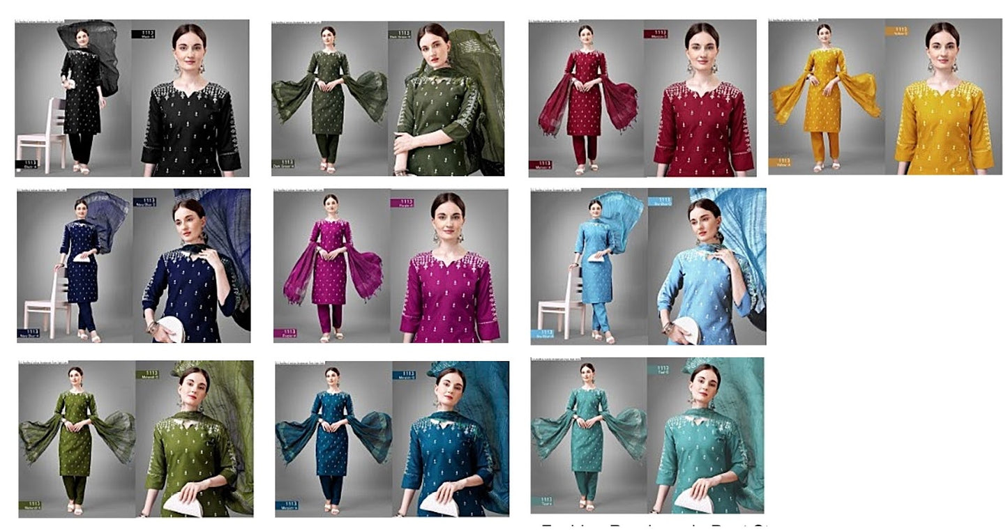 113 Aradhna Fashion Cotton Blend Readymade Pant Style Suits