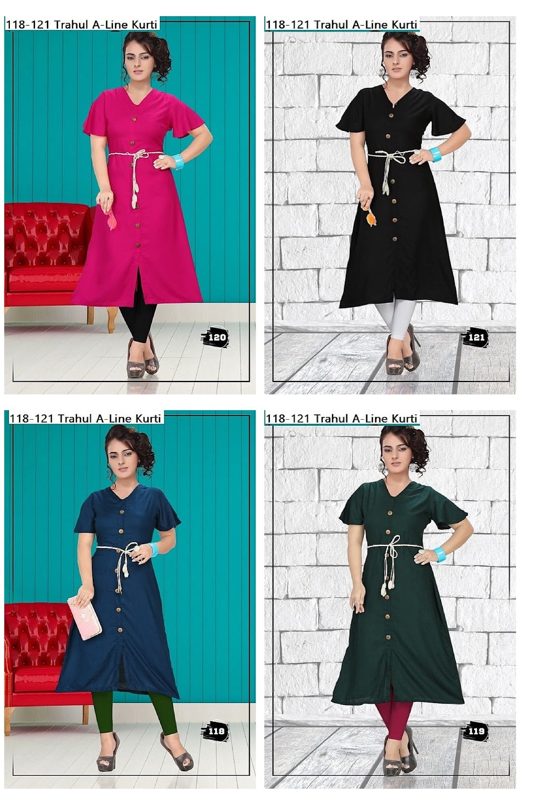 118-121 Trahul Rayon A-Line Kurti