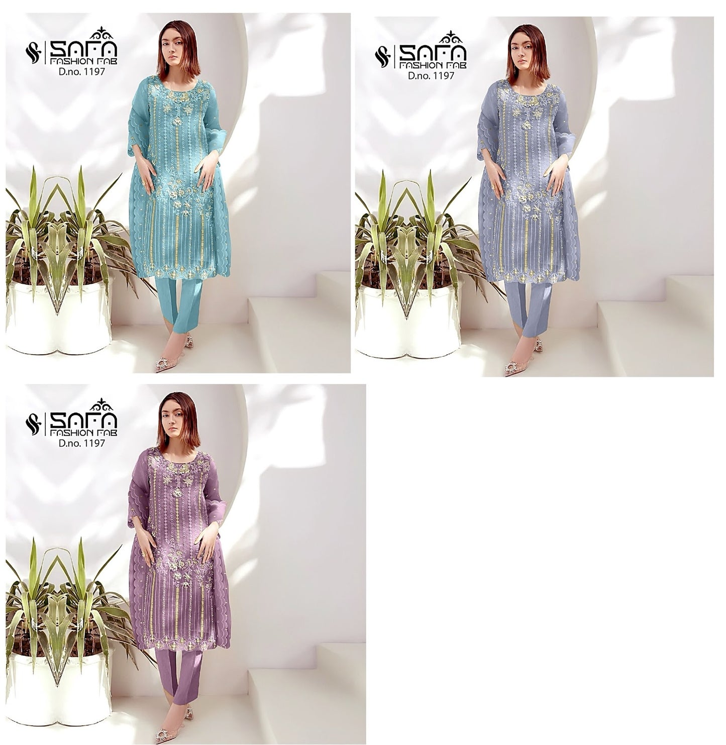 1197 Safa Fashion Fab Organza Pakistani Readymade Suits