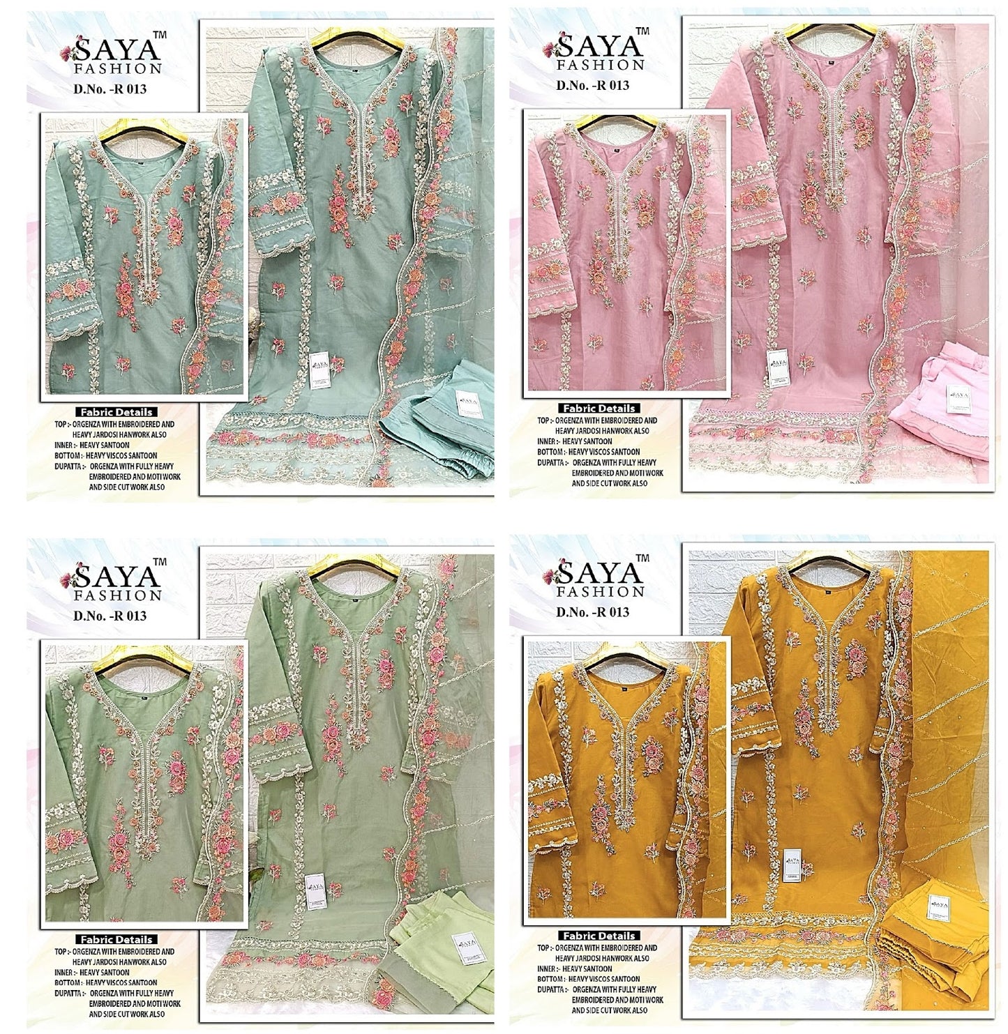 13 Saya Fashion Organza Pakistani Readymade Suits